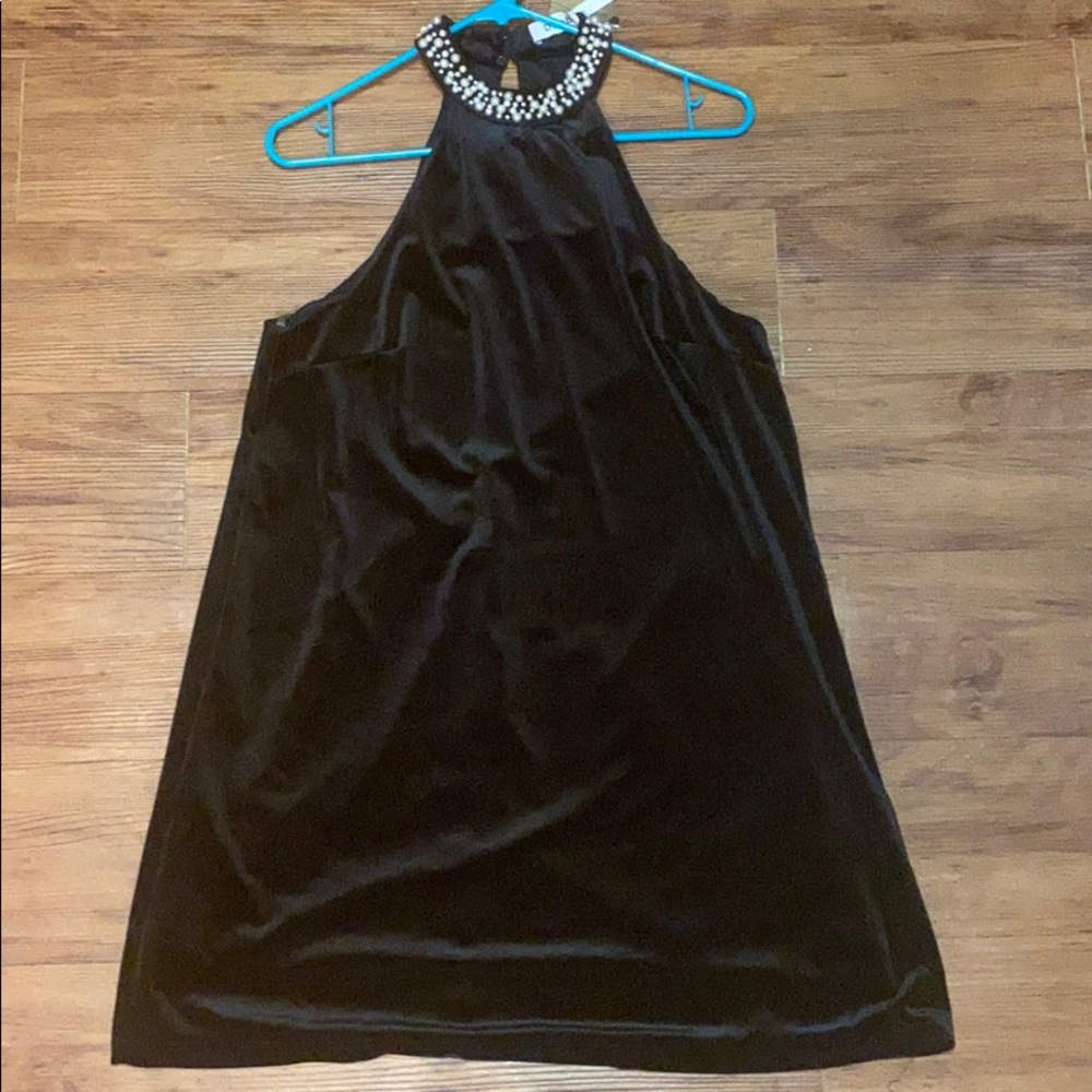NWT! DO+BE Black Velvet Pearl Choker Dress! L